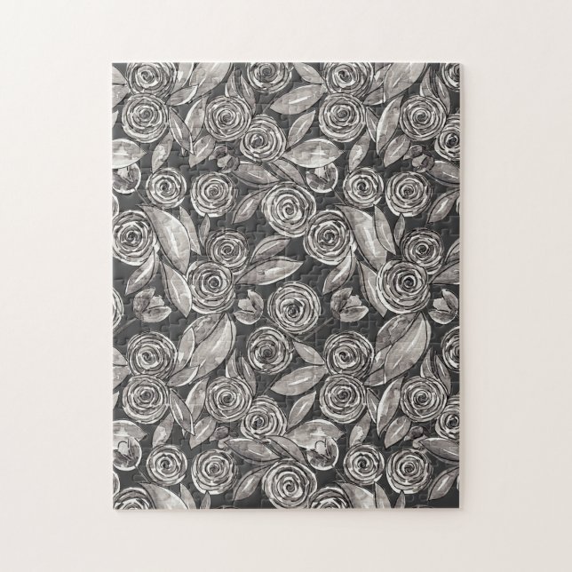 Puzzle Motif d'aquarelle moderne noir blanc (Vertical)