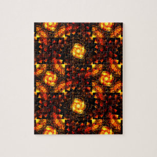 Puzzle Motif d'art abstrait élégant boho moderne or #506