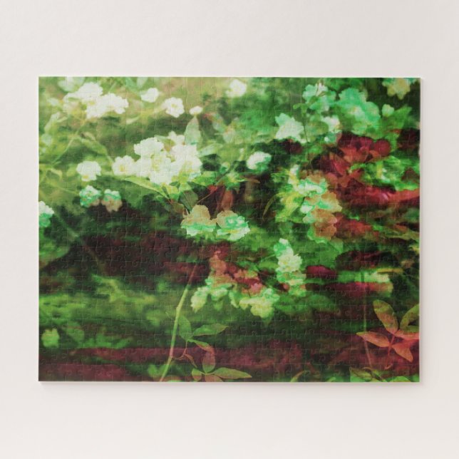 Puzzle motif d'art cool de fleurs vert rouge. Nature (Horizontal)