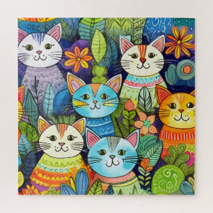 Puzzle Motif de caricatures de chat mignon