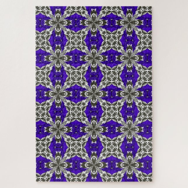 Puzzle Motif de carrelage répétitif bleu marine gris et b (Vertical)