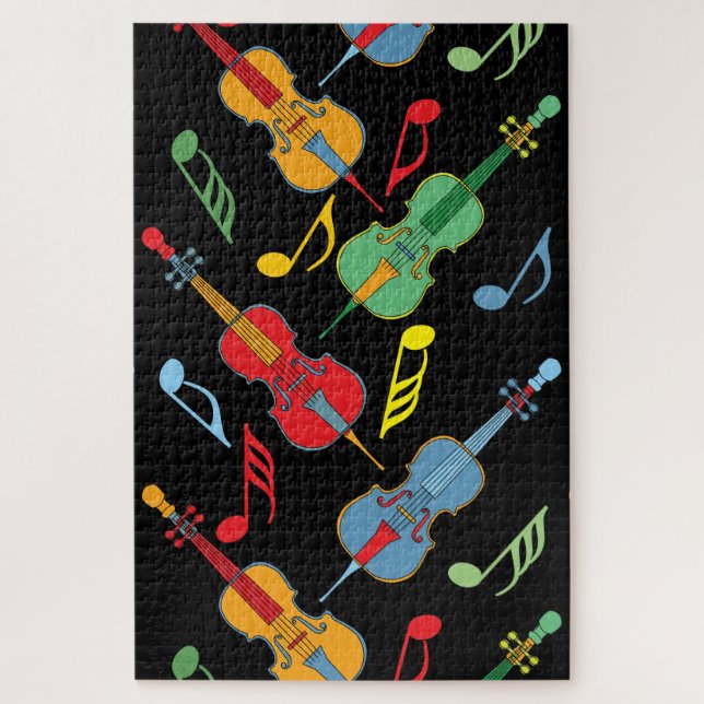 Puzzle Motif de Cellos colorés et notes de musique (Vertical)