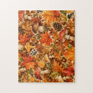 Puzzle Motif de champignon de forêt automnale | Feuilles