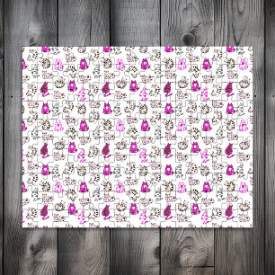 Puzzle Motif de chat Kitty difficile Rose clair