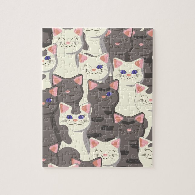 Puzzle Motif de chats blancs et gris (Vertical)