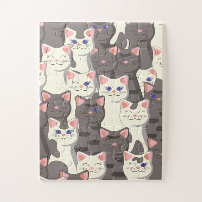 Puzzle Motif de chats blancs et gris (Vertical)