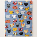 Puzzle Motif de chats mignons<br><div class="desc">Un mignon motif de petits chats sur un arrière - plan bleu. Art original de Nic Squirrell. Idéal pour les amoureux des animaux.</div>