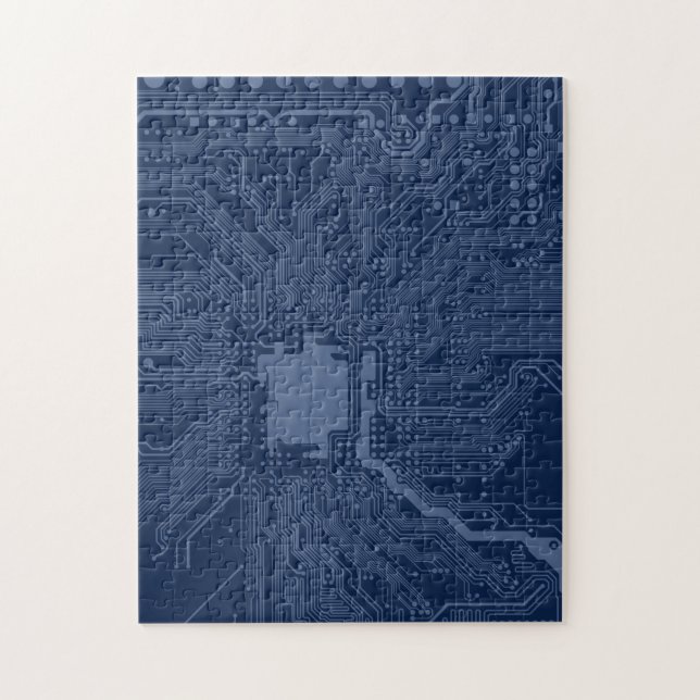 Puzzle Motif de circuit Geek bleu (Vertical)