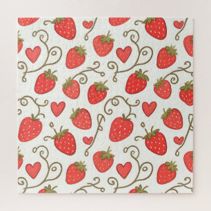 Puzzle Motif de cœur de fraise Mignon et fantaisiste