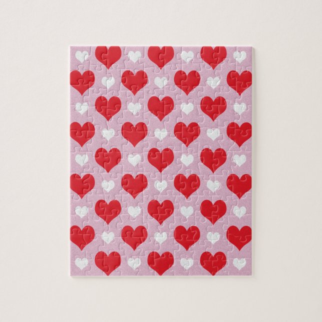 Puzzle Motif de coeur valentin rouge et blanc (Vertical)