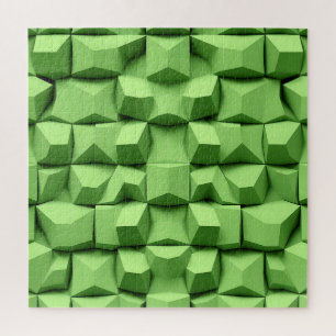Puzzle Motif de cube géométrique 3D vert sauge