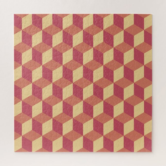 Puzzle Motif de Cube rouge orange Abstrait (Vertical)