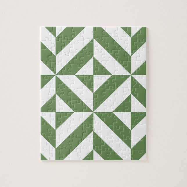 Puzzle Motif de cube vert laiton foncé (Vertical)