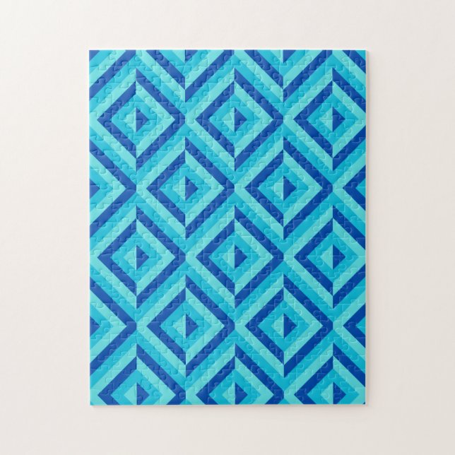 Puzzle Motif de diamant géométrique bleu frustrant (Vertical)