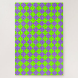 Puzzle Motif de diamant Purple Green Checker