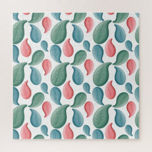 Puzzle Motif de feuille pastel Bleu Rose Vert Sauge