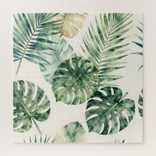 Puzzle Motif de feuilles tropicales aquarelle Monstera Pa