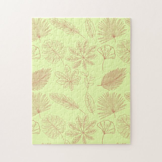 Puzzle Motif de feuilles vert pastel et beige  (Vertical)