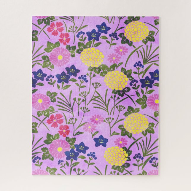 Puzzle Motif de fleur vintage violet joli (Vertical)