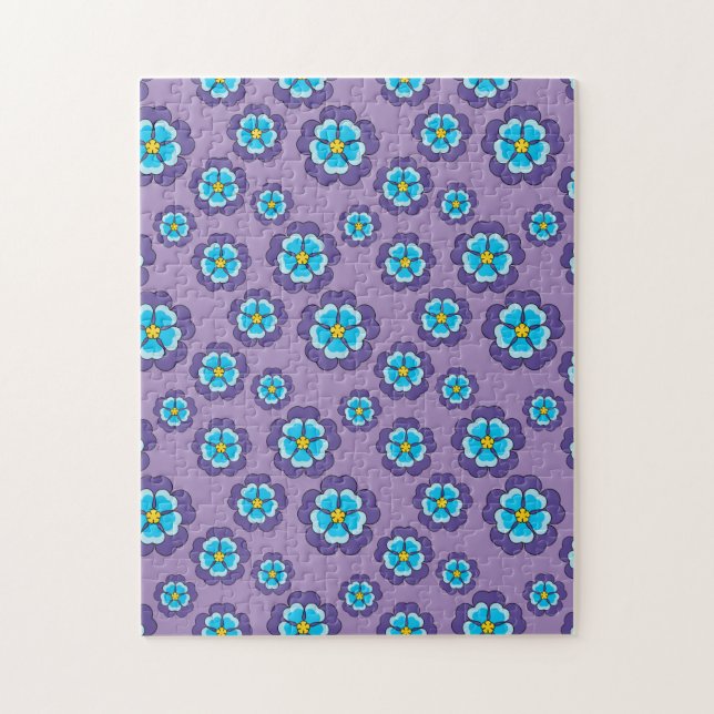 Puzzle Motif de fleurs bleu violet (Vertical)