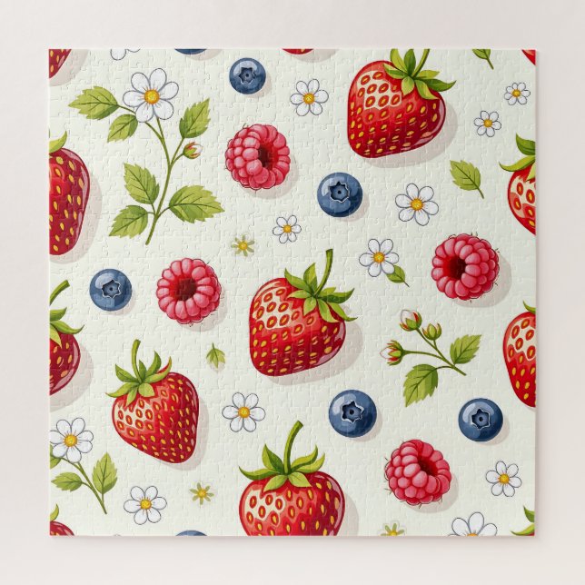 Puzzle Motif de fleurs de cerisier et fruits frais d'été (Vertical)