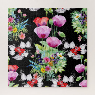 Puzzle Motif de fleurs d'été colorées de pavot
