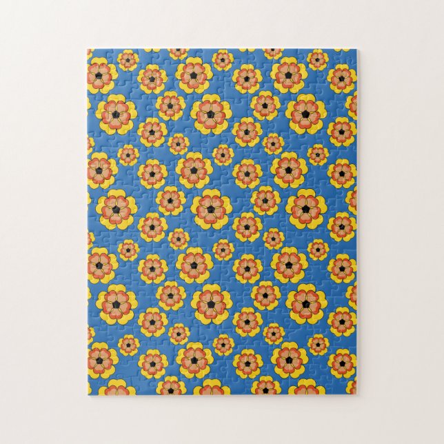 Puzzle Motif de fleurs orange jaune (Vertical)