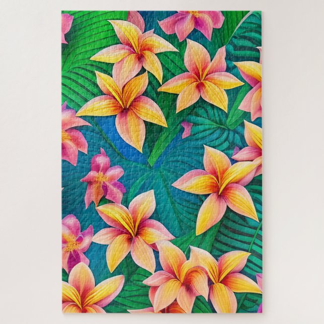 Puzzle Motif de fleurs tropicales hawaïennes (Vertical)