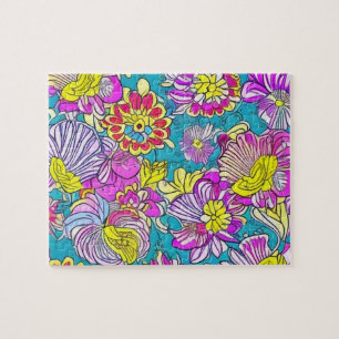 Puzzle Motif de fleurs violettes