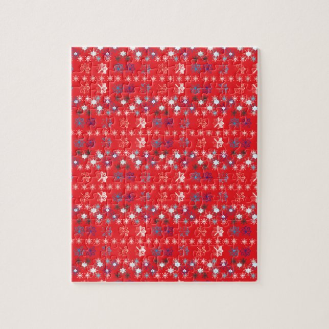 Puzzle Motif de flocon de neige moderne Red Christmas (Vertical)