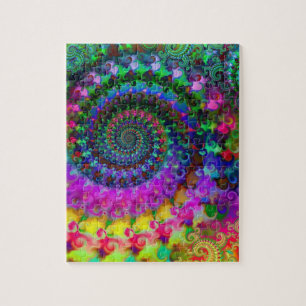 Puzzle Motif de fractale d'arc-en-ciel de hippie