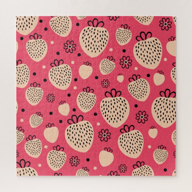 Puzzle Motif de fraise rose : design doux et homogène (Vertical)