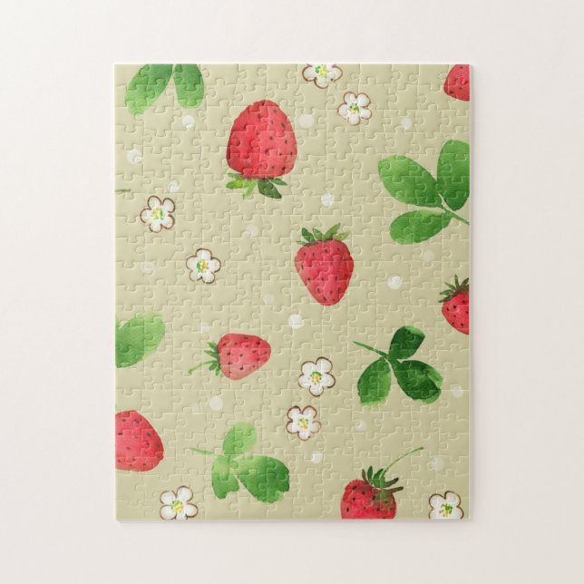 Puzzle Motif de fraises d'aquarelle (Vertical)