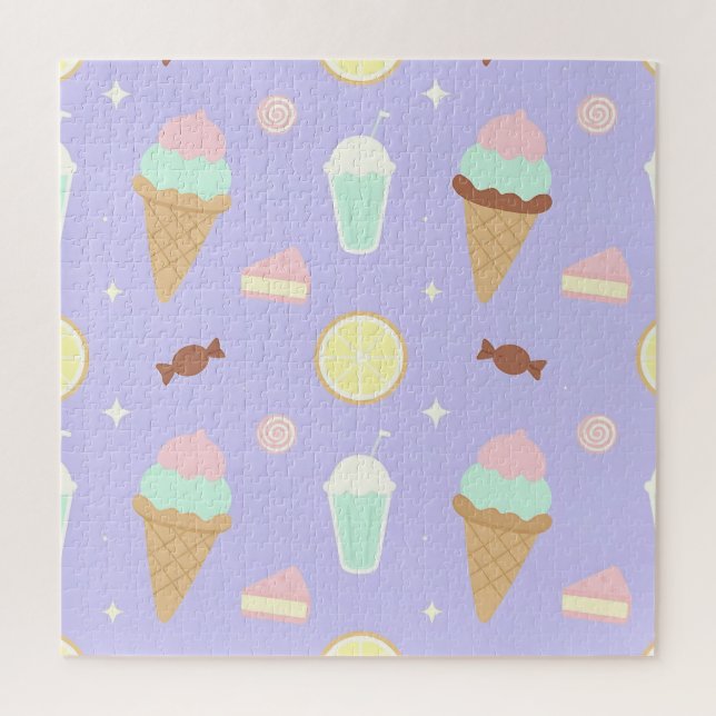 Puzzle Motif de friandises de glace Kawaii (Vertical)