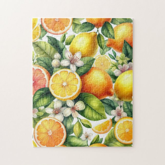 Puzzle Motif de fruits d'agrumes à l'aquarelle (Vertical)