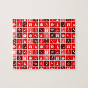 Puzzle Motif de grille de Noël rouge moderne minimaliste