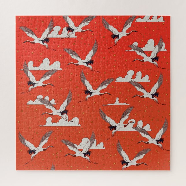 Puzzle Motif de grue asiatique rouge (Vertical)