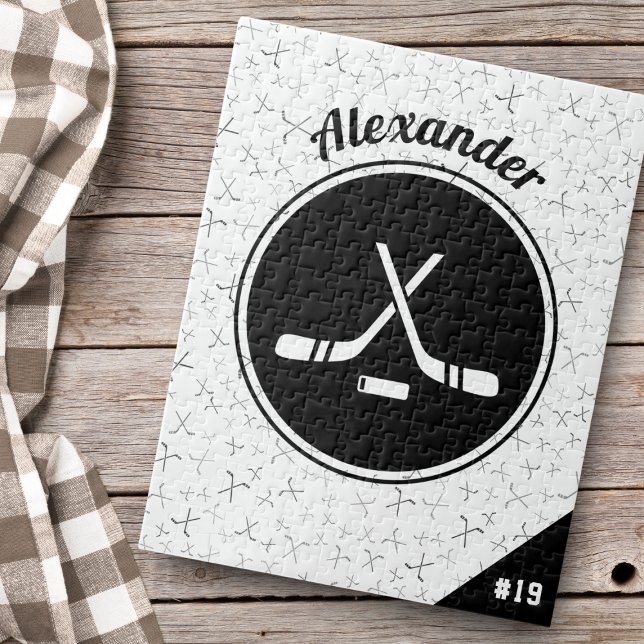 Puzzle Motif de hockey sur glace personnalisé Nom du joue (Créateur téléchargé)