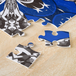 Puzzle Motif de la mosaïque royale bleu gris et blanc