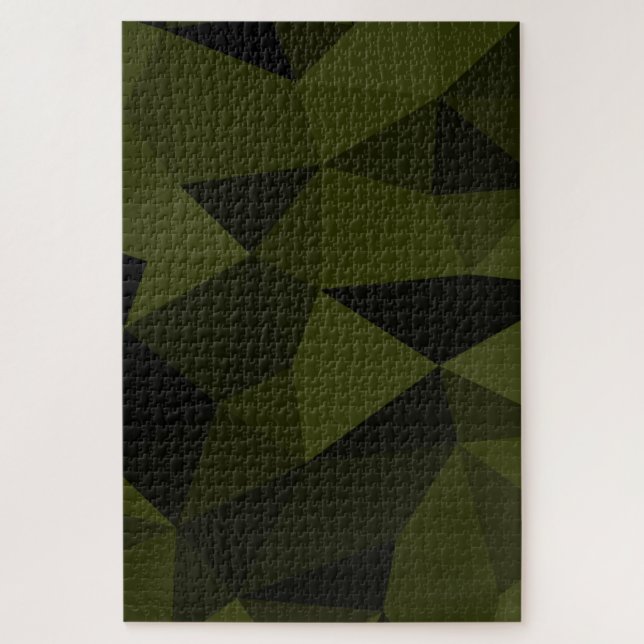 Puzzle Motif de maille géométrique noir vert foncé de l'a (Vertical)