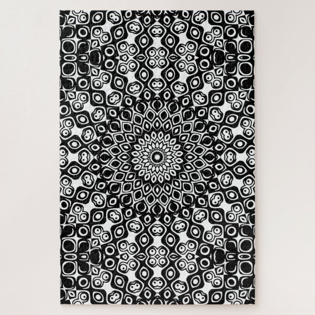 Puzzle Motif de mandala noir et blanc (Vertical)