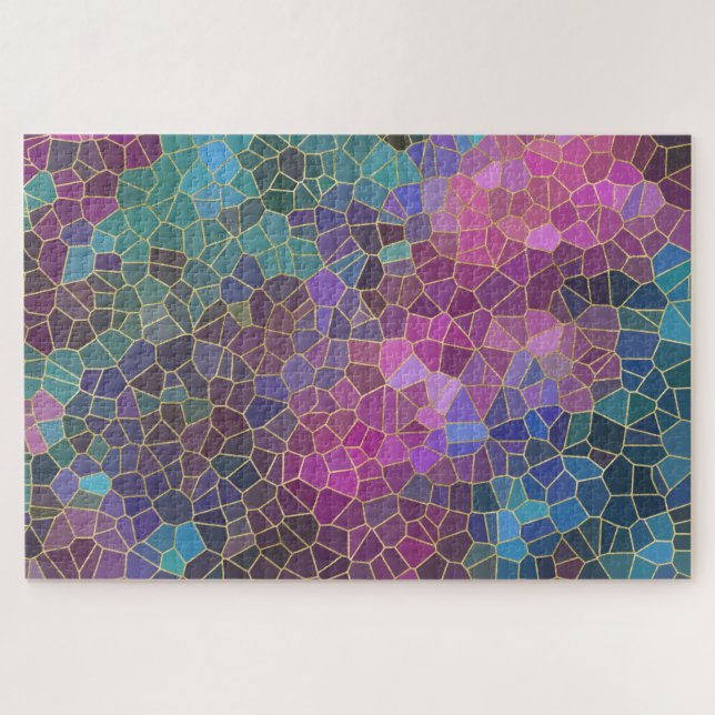 Puzzle Motif de mosaïque de rose violet Turquoise bleu ve (Horizontal)