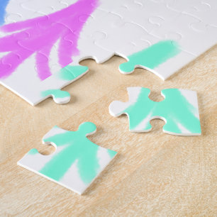 Puzzle Motif de Noël à l'aquarelle simple avec monogramme