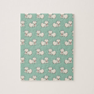 Puzzle Motif de Noël vintage avec un agneau bébé sur fond