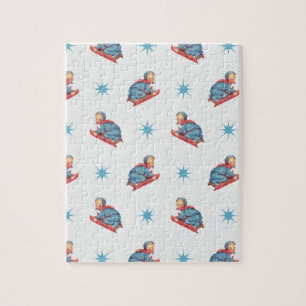 Puzzle Motif de Noël vintage, enfant faisant de la luge d