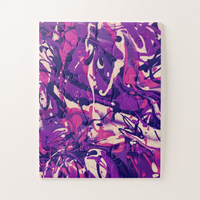 Puzzle Motif de peinture violet, rose et blanc (Vertical)