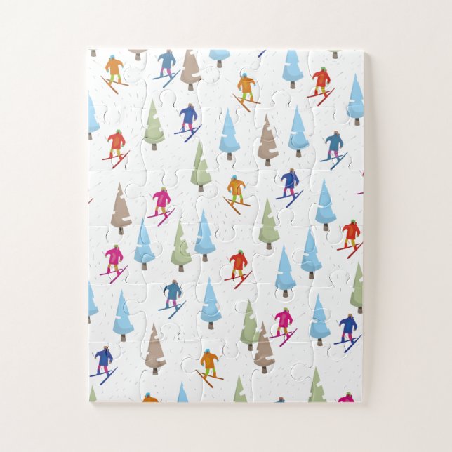 Puzzle Motif de piste de ski de dessin animé mignon (Vertical)