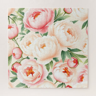 Puzzle Motif de pivoine rose romantique
