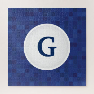Puzzle Motif de pixel en mosaïque bleue monogramme person