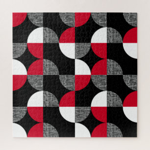 Puzzle Motif de plaid géométrique noir, rouge, blanc.